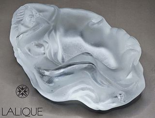 Vintage Heavy Frosted Crystal Lalique Centerpiece/Ashtray 'Sleeping Beauty'