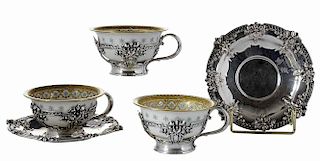 Set of Twelve Tiffany Sterling Teacups
