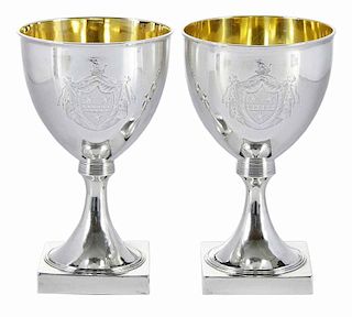 Pair Bateman English Silver Goblets