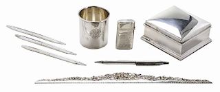 Eight Sterling Desk Items