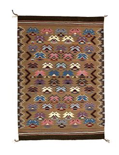 Navajo Burntwater Rug with Butterfly Pictorials c. 1980s, 53" x 49" (T6568-069)