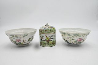 Three Piece Chinese Porcelain Group
