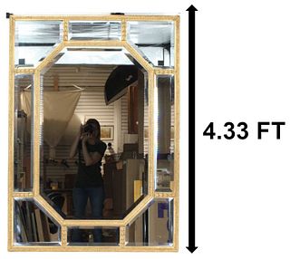 Large Rectangular Mirror with Central Gilt Octagon