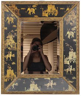 Black Lacquer & Gilt Chinoiserie Mirror