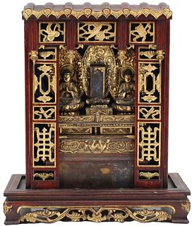 Antique Chinese Gilt Carved Shrine