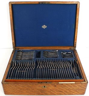 (87) Pc European Silver Plate Flatware Fitted Box