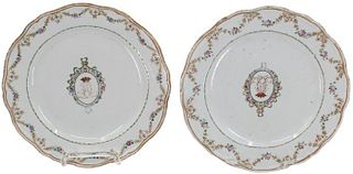 Pair of 18th C Chinese Famille Rose Plates