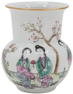 Chinese Famile Rose Scholar Vase