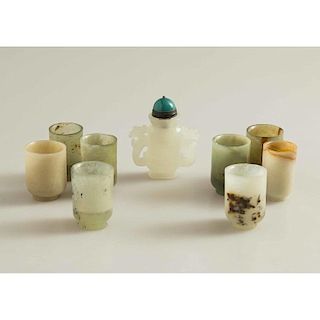 Assorted Hardstone Snuff Bottle & Cups