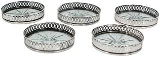 Set of (5) Reticulated Sterling & Crystal Coasters