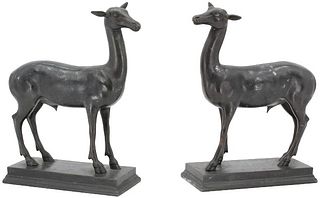 Pair Of Bronze Pompeian Deer