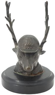 Antique Bronze Stags Head Inkwell