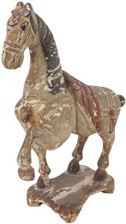 Chinese Tang Style Carved Wood Horse