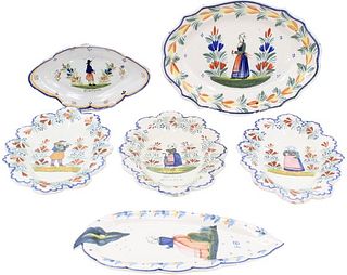 Collection of 6 Quimper French Platters AS IS