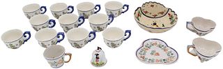 Collection of 17 Quimper Teacups Set  French