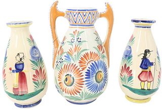 (3) Quimper Vases AS IS