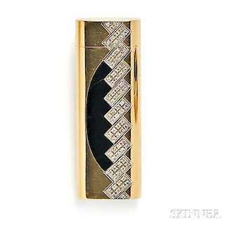 18kt Gold, Onyx, and Diamond Cigarette Lighter, Cartier
