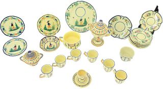 (23) Yellow Faience HB Quimper Set