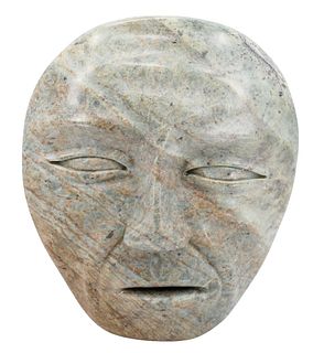 Inuit Two Faces Stone Carving by A. Anghik