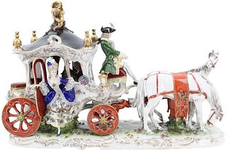 Rococo Figural Porcelain Horse Carriage