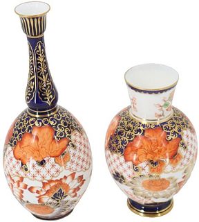 (2) Royal Crown Derby Painted Porcelain Vases