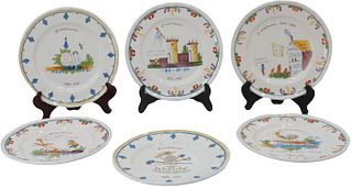Set of 6 French Hand Painted Bicentennial Plates