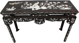 20C Chinese Mother of Pearl Inlaid Console Table