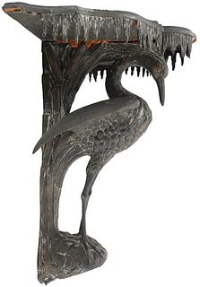 Black Bird Carved Wooden Bracket