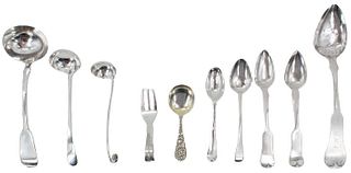 9 Silver Serving Pieces / 1 Plated Spoon about 7oz
