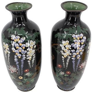 Pair Of Cloisonne Vases AS IS