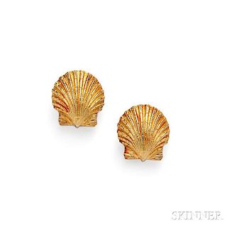 18kt Gold Scallop Shell Earclips, Schlumberger, Tiffany &  Co.