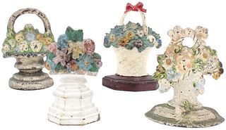 (4) Cast Iron Floral Doorstops As Is