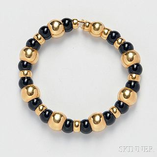 18kt Gold and Onyx Bead Bracelet, Marina B.