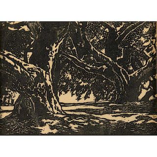 William S. Rice Woodblock Print