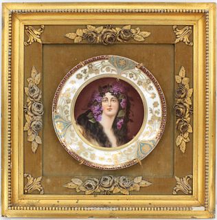 1 German Framed Cabinet Plate of a Maiden