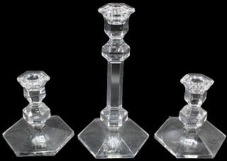 Trio of 3 French Val St Lambert Candlesticks