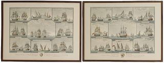 Pair of Engravings, 18th C Naval Battle Scenes