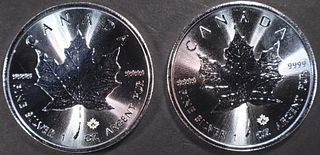 (2) 1 OZ .999 CANADIAN MAPLE LEAF ROUNDS