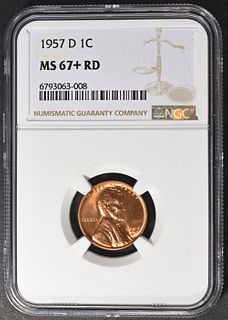 1957-D LINCOLN CENT NGC MS67+ RD
