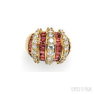 18kt Gold, Ruby, and Diamond Dome Ring, Sabbadini