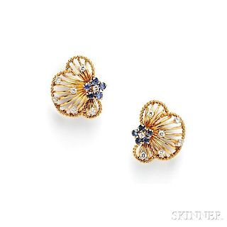 18kt Gold, Sapphire, and Diamond Earclips, Cartier
