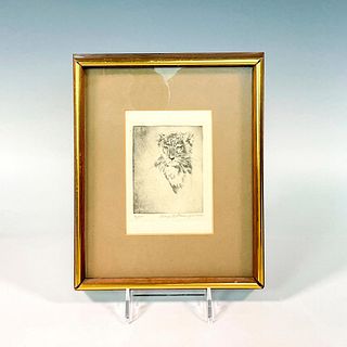 George G. Freisinger Ink Etching of Young Leopard, Signed