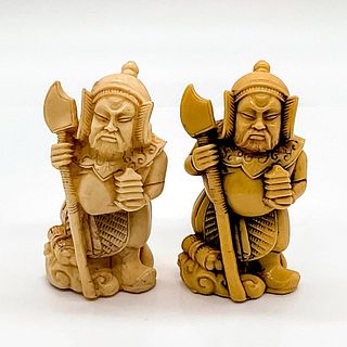 Pair of Chinese Resin Warrior Figurines
