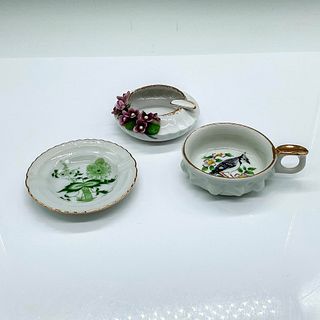 3pc Vintage Japanese Porcelain and Gilt Trim Ashtrays