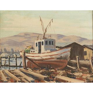Harbor Painting attrib Theodore Glick