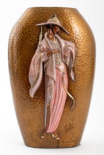 Erte "Chapeau" Patinated Bronze Vase, 1984