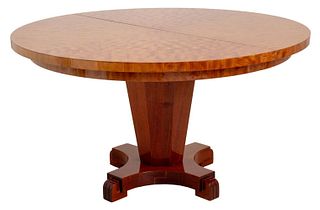 Birch Veneered Extending Pedestal Dining Table