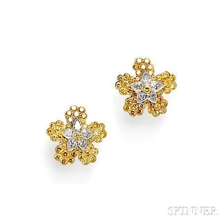 18kt Gold, Colored Diamond, and Diamond Earclips, Cartier