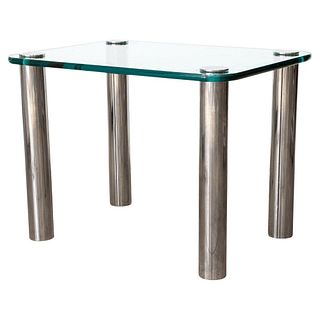 Leon Rosen Pace Collection Glass & Chrome Table