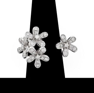 18K White Gold Diamond Floral Ring